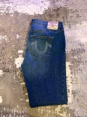 True Religion Blue Curvy Jeans with Studded Pocket